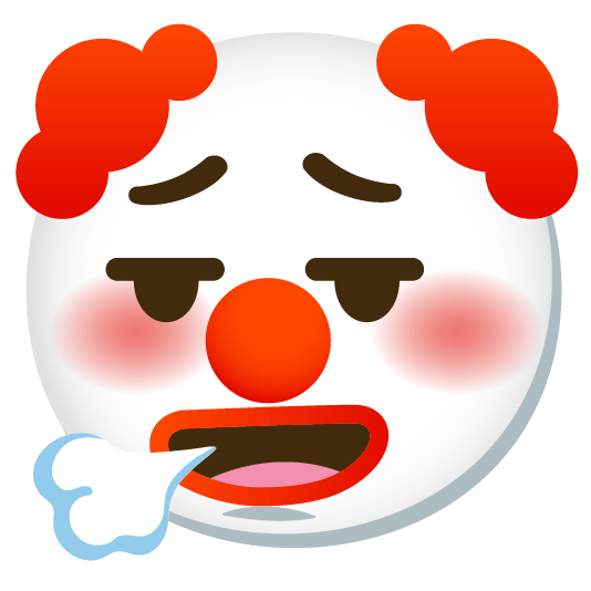 face exhaling clown face