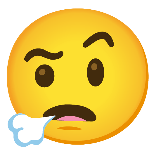 face exhaling face with raised eyebrow