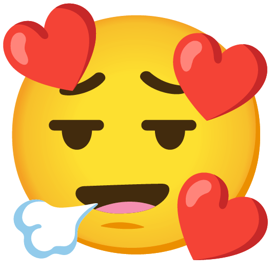face exhaling smiling face with 3 hearts