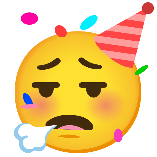 face exhaling partying face