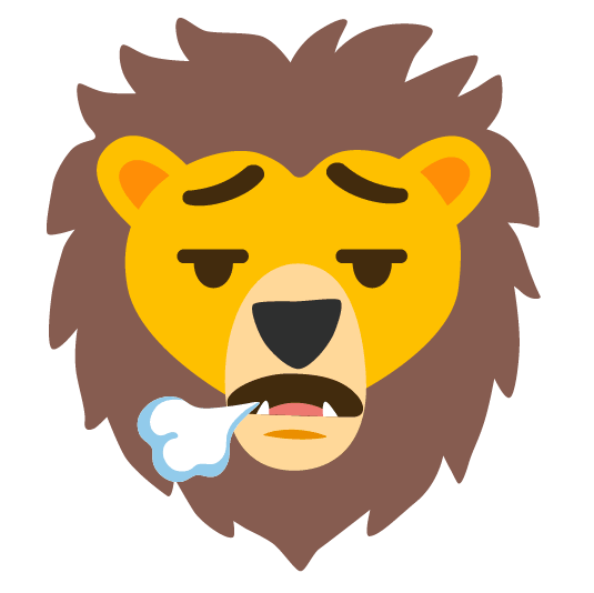 face exhaling lion face