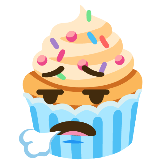 face exhaling cupcake