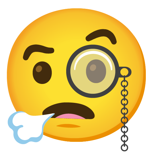 face exhaling face with monocle