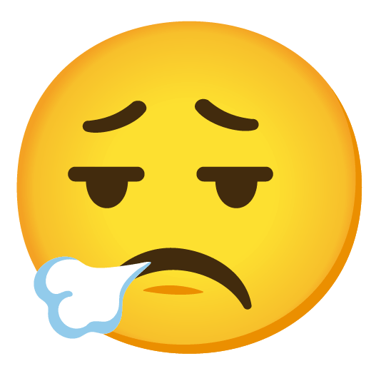 face exhaling white frowning face