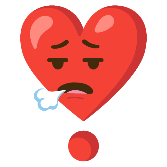 face exhaling heavy heart exclamation mark ornament