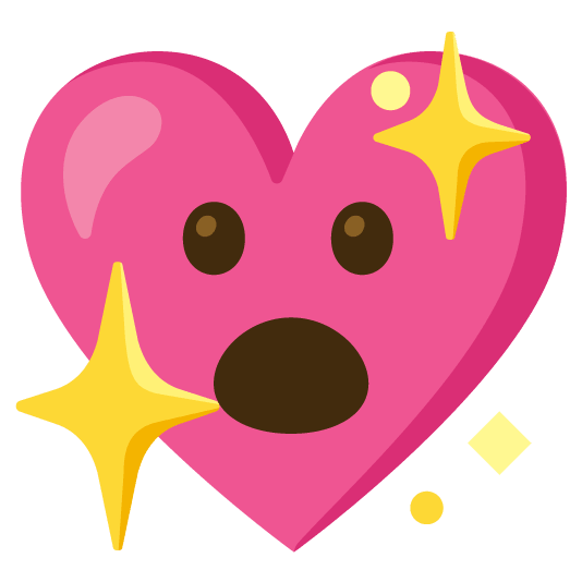 open mouth sparkling heart