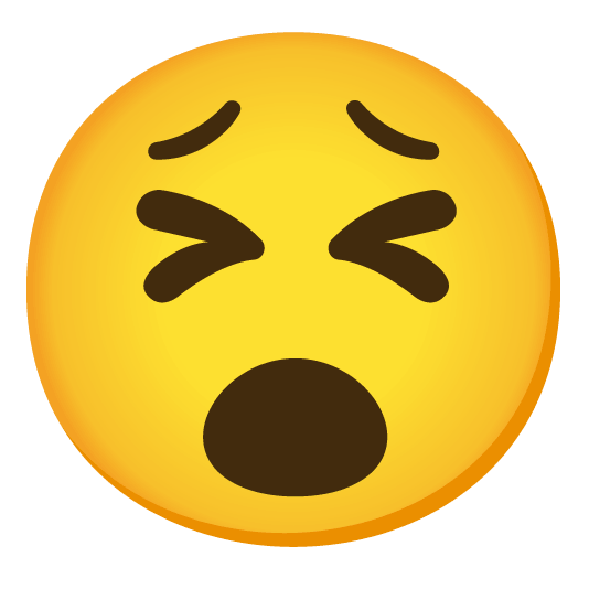 open mouth tired face