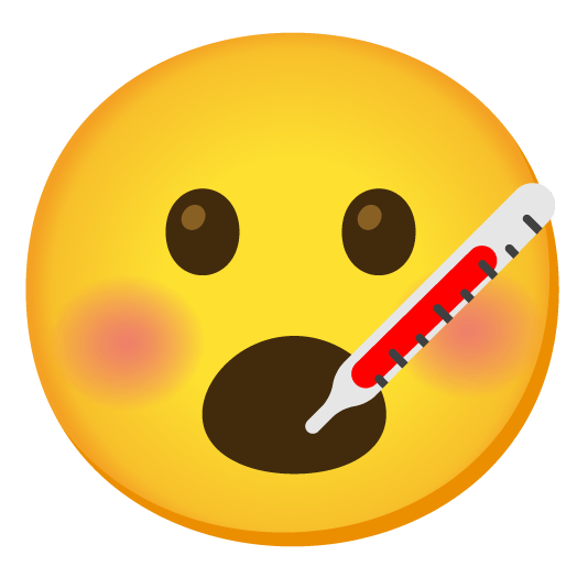 open mouth face with thermometer