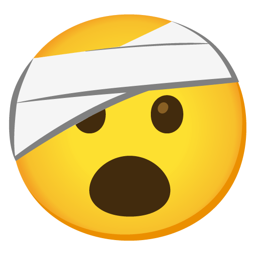 open mouth face with head bandage