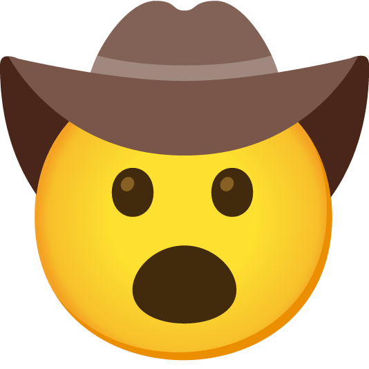 open mouth face with cowboy hat
