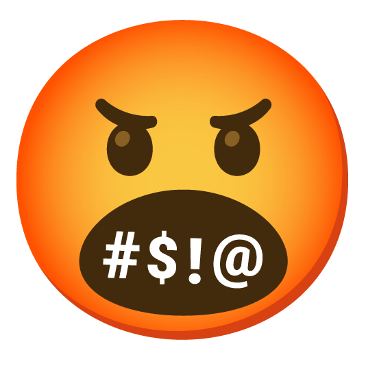 open mouth face with symbols on mouth