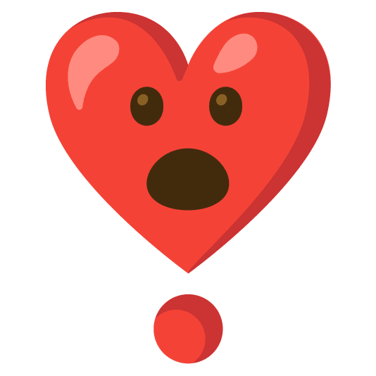 open mouth heavy heart exclamation mark ornament