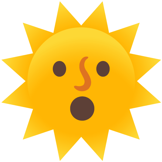 hushed sun with face