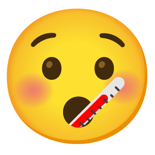 hushed face with thermometer