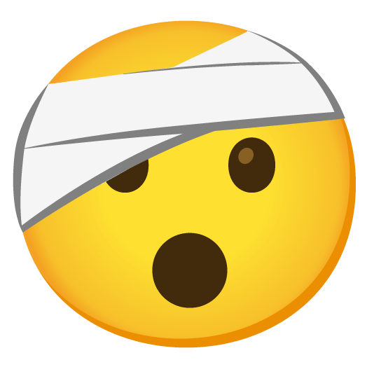 hushed face with head bandage