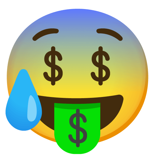 cold sweat money mouth face