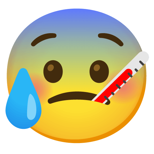 cold sweat face with thermometer