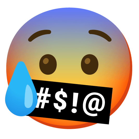 cold sweat face with symbols on mouth