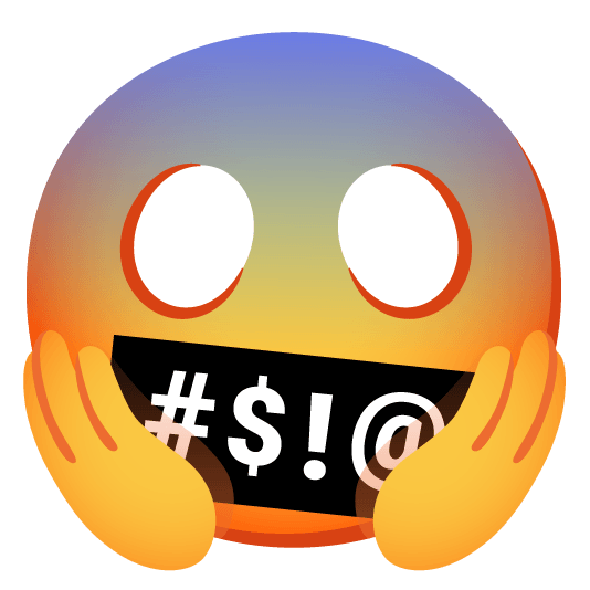 scream face with symbols on mouth
