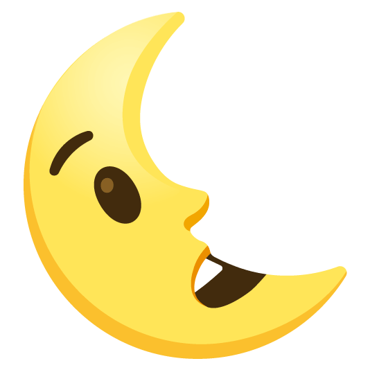 astonished last quarter moon with face