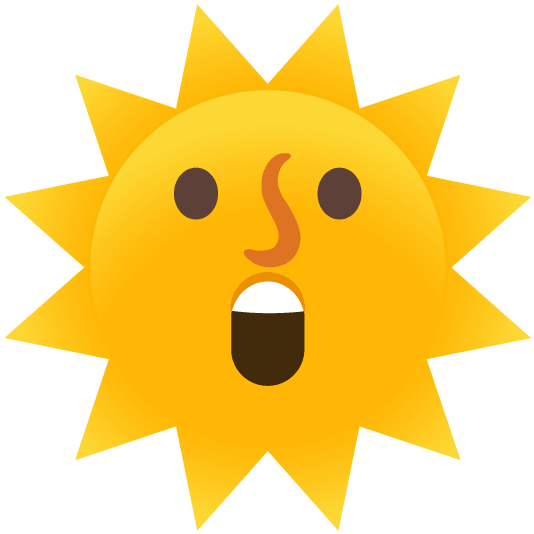 astonished sun with face