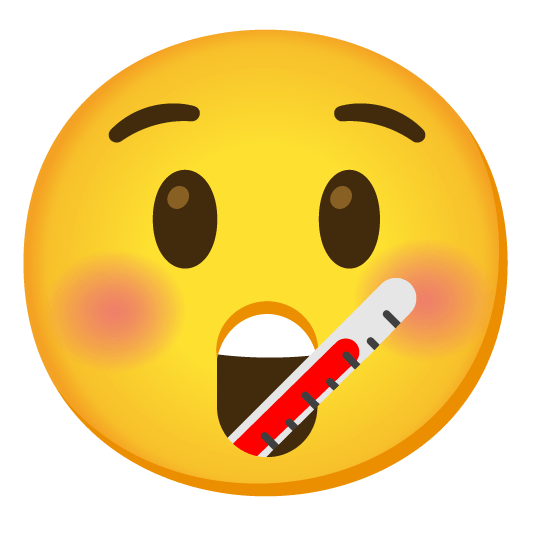 astonished face with thermometer