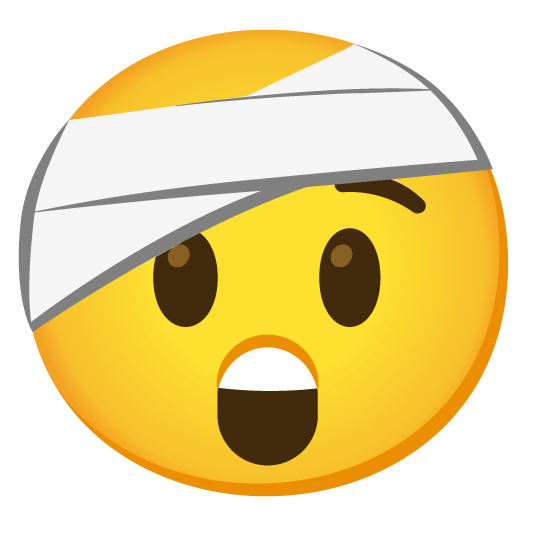 astonished face with head bandage