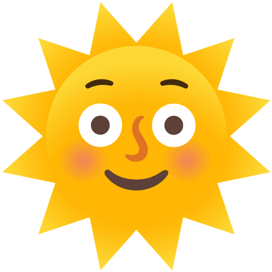 flushed sun with face