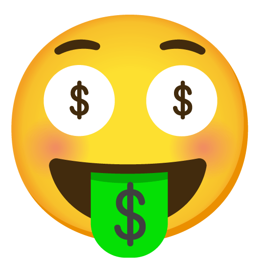 flushed money mouth face