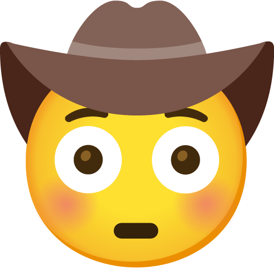 flushed face with cowboy hat