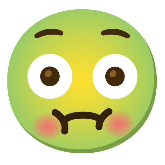 flushed nauseated face