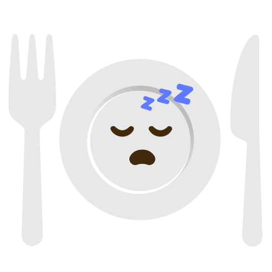 sleeping knife fork plate