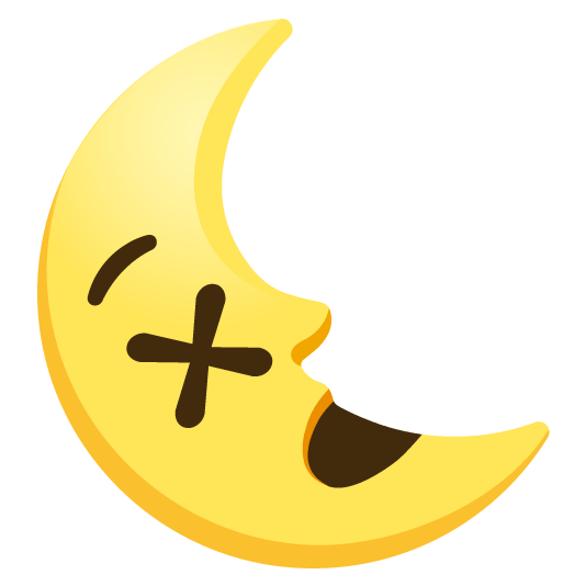 dizzy face last quarter moon with face