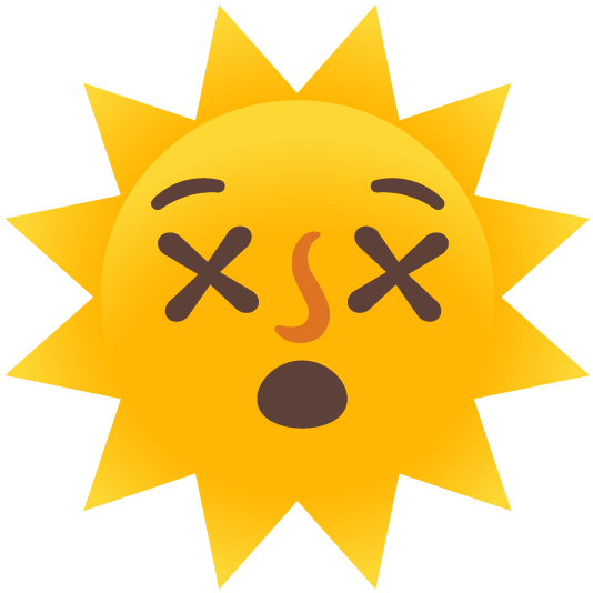 dizzy face sun with face