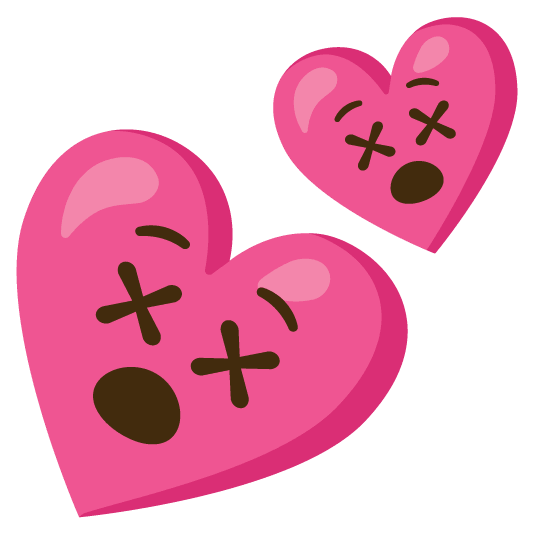 dizzy face two hearts