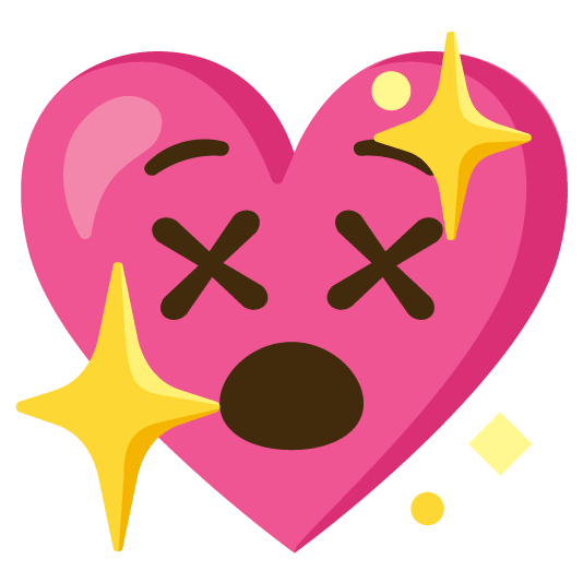 dizzy face sparkling heart