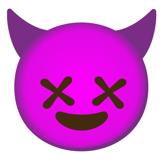 dizzy face smiling imp