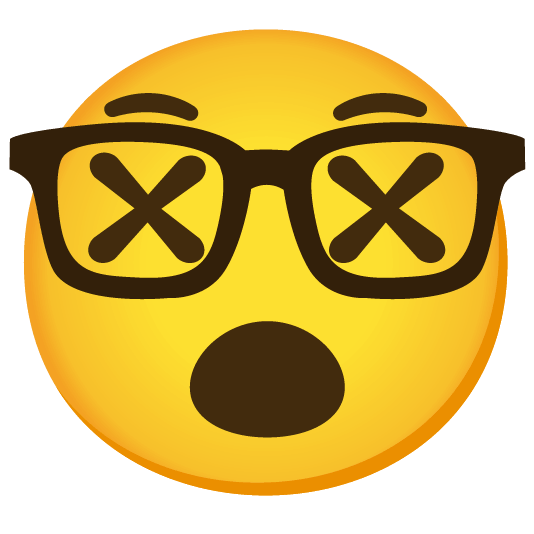 dizzy face nerd face