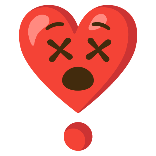 dizzy face heavy heart exclamation mark ornament
