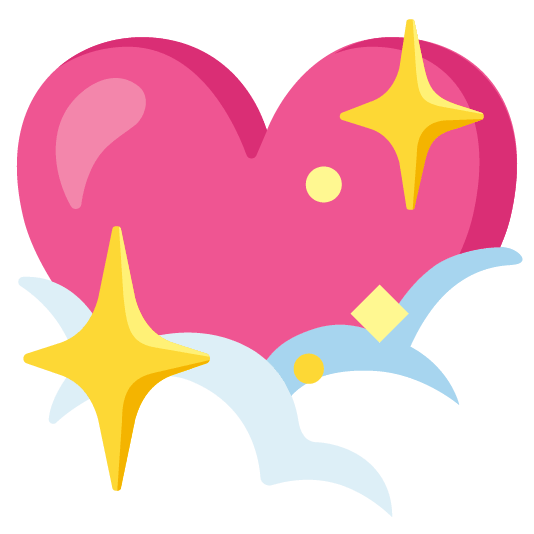 face in clouds sparkling heart