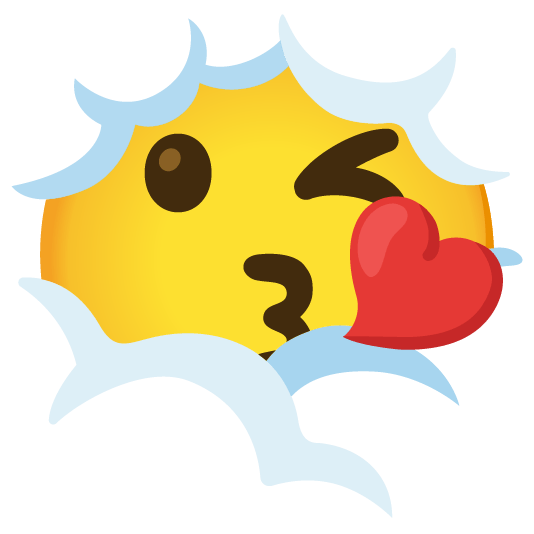 face in clouds kissing heart