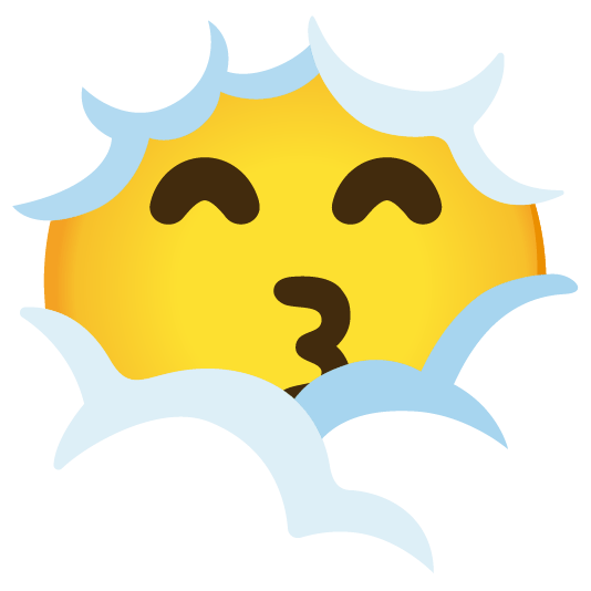 face in clouds kissing smiling eyes