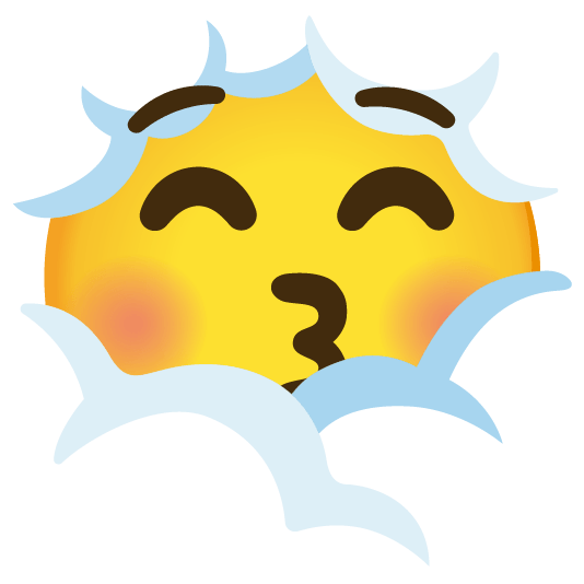 face in clouds kissing closed eyes