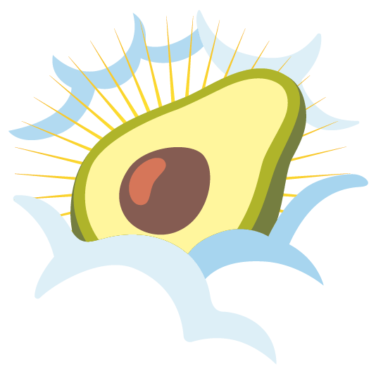 face in clouds avocado