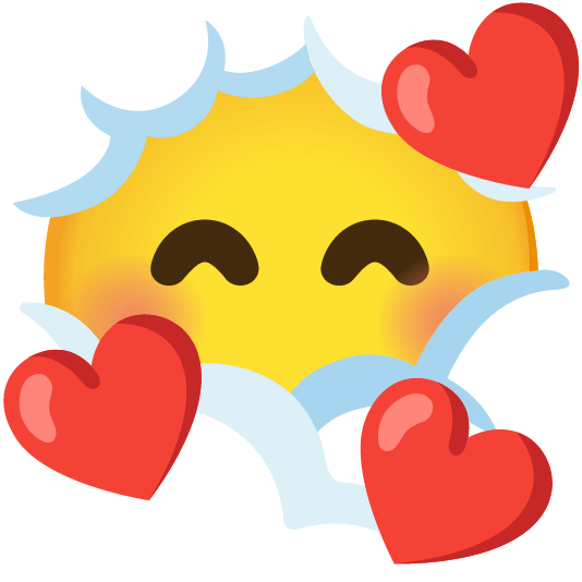 face in clouds smiling face with 3 hearts