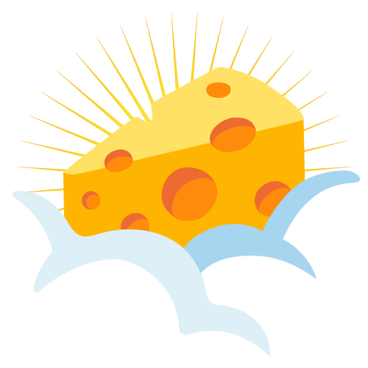 face in clouds cheese wedge