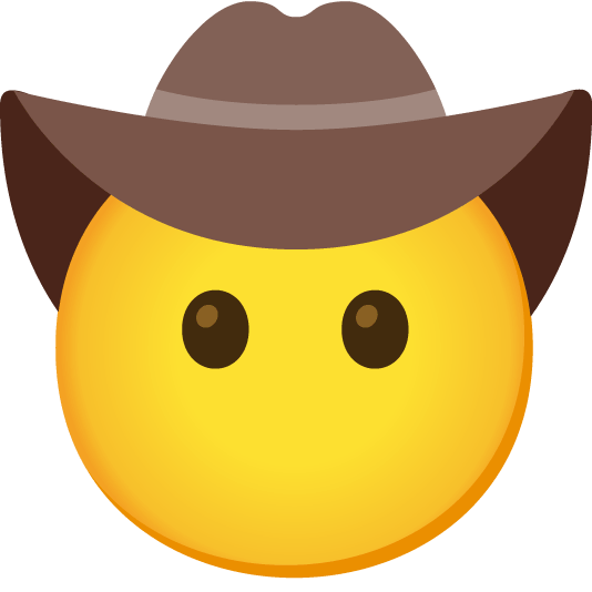 no mouth face with cowboy hat