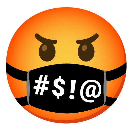 mask face with symbols on mouth