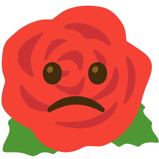 slightly frowning face rose