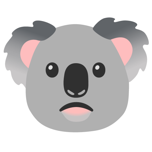 slightly frowning face koala